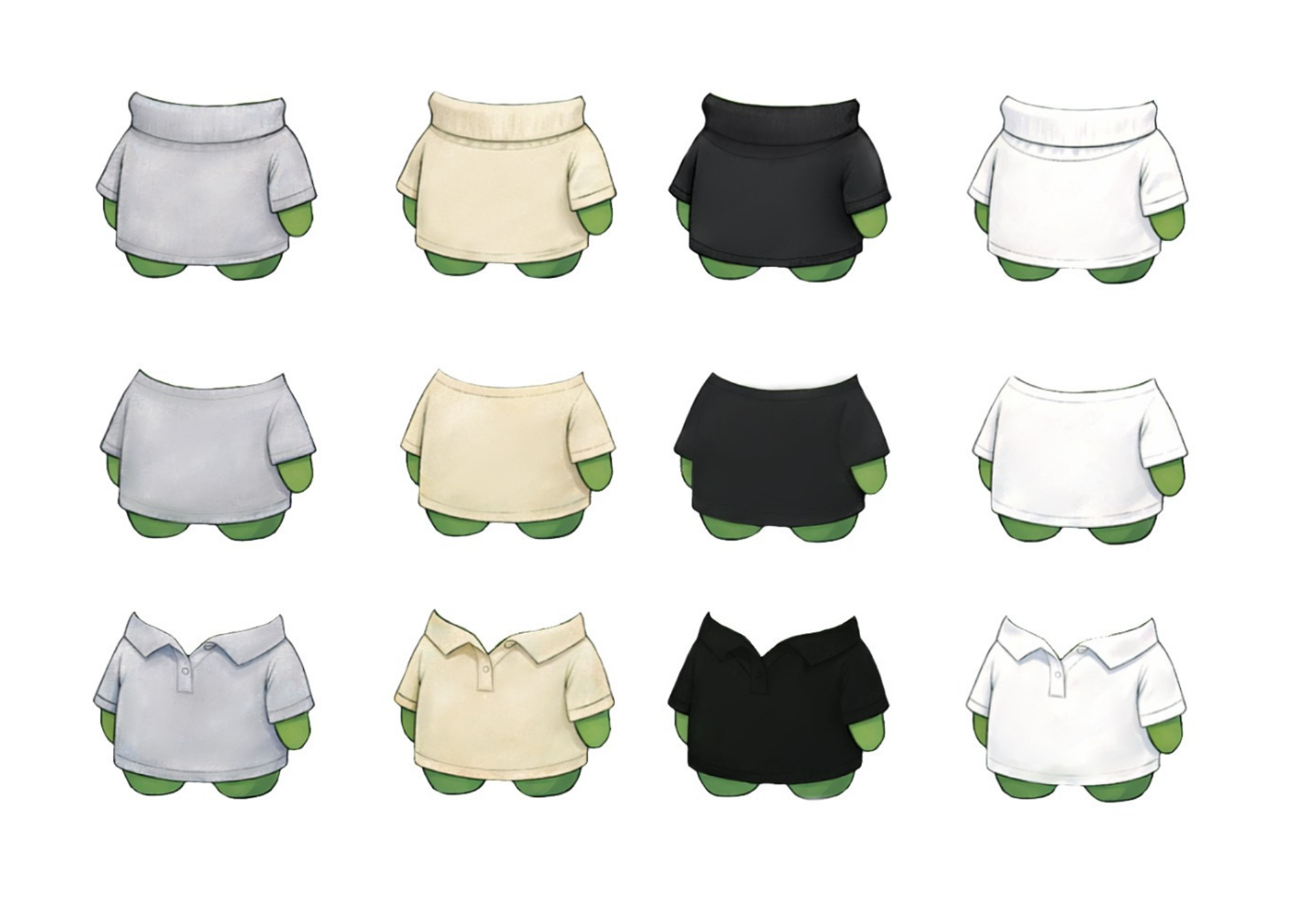 Printable paper doll neutral turtlenecks for Bean