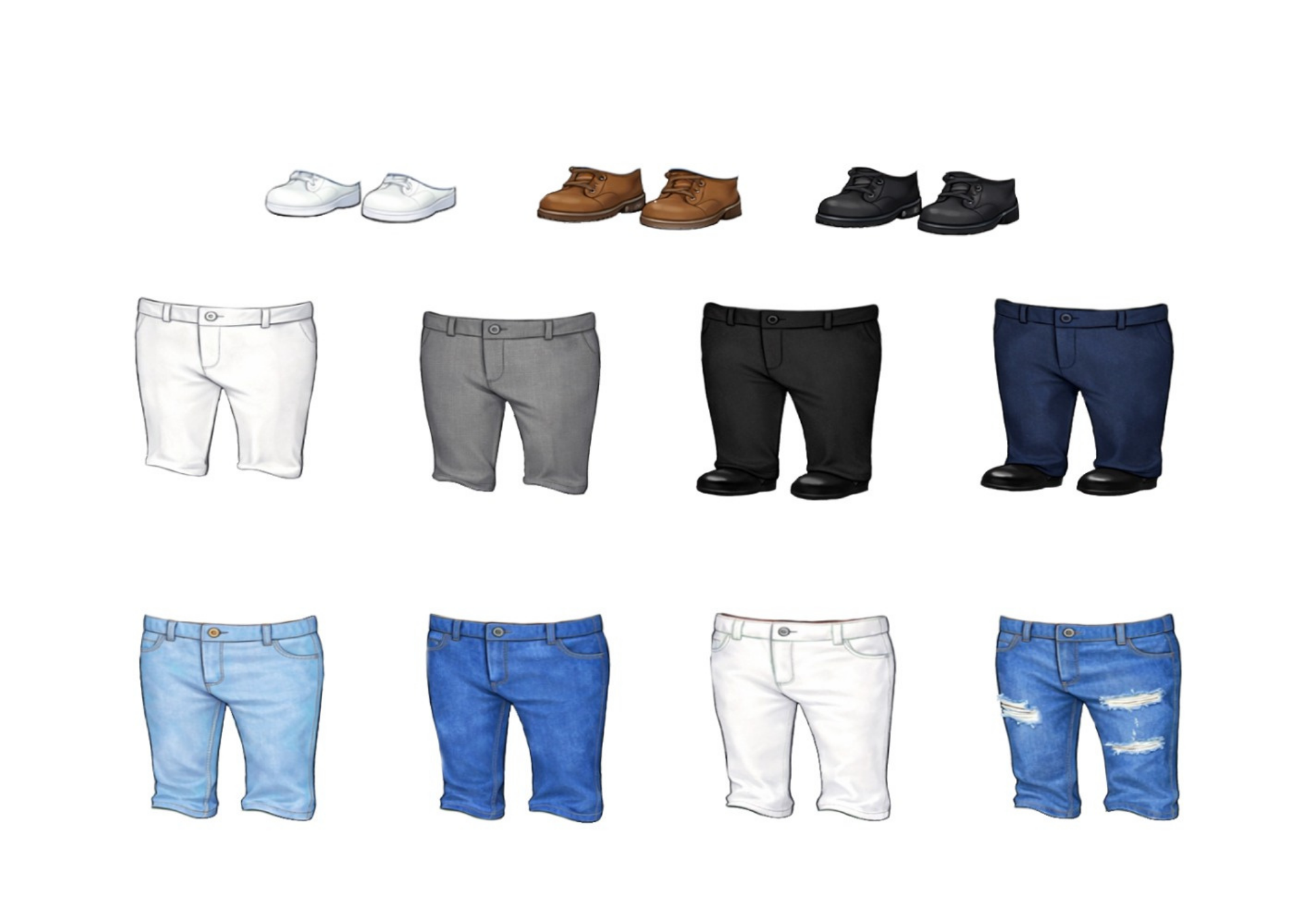 Printable paper doll pants and shoes for Bean